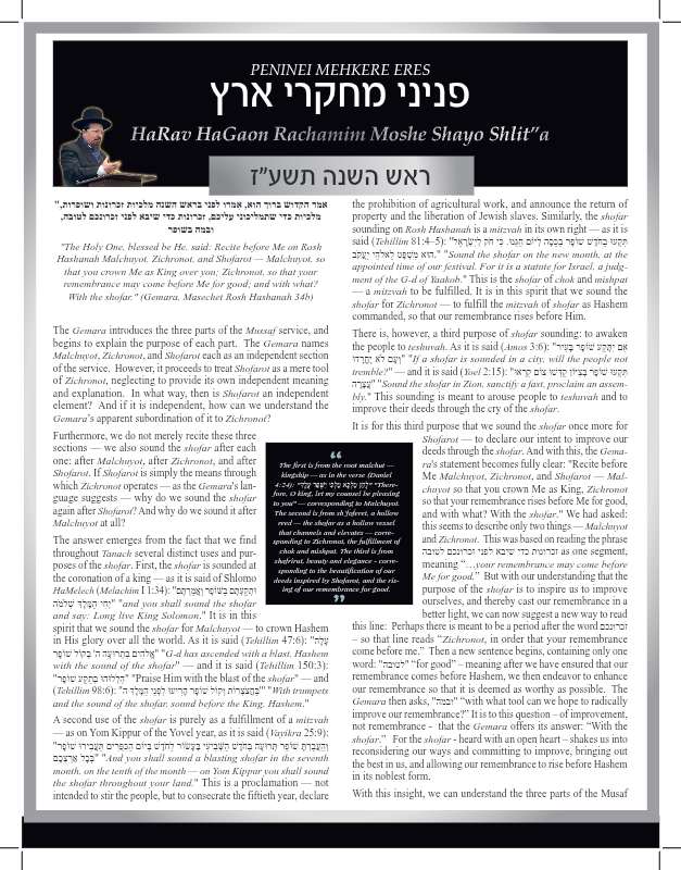First page preview of Peninei Mechkerei Eretz