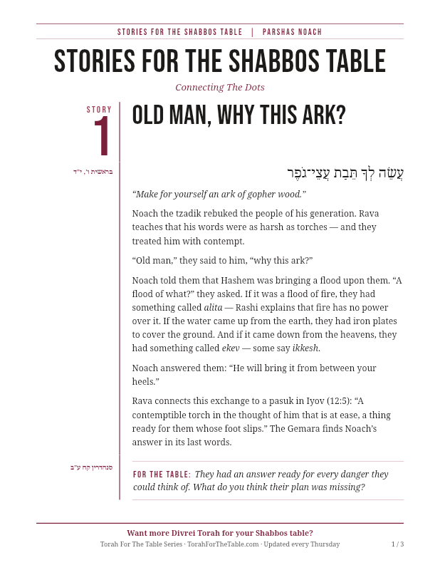 First page preview of Stories for the Shabbos Table