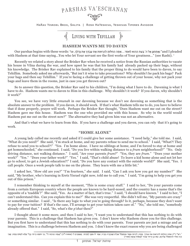 First page preview of Sichos Yisroel