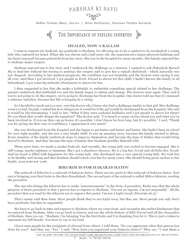 First page preview of Sichos Yisroel