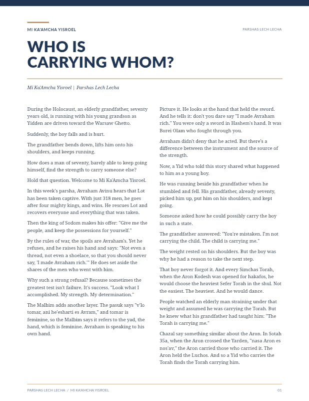 First page preview of Mi Ka'amcha Yisroel