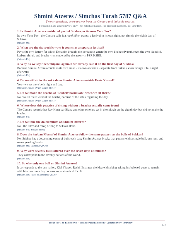 First page preview of Parsha Questions & Answers