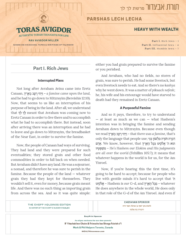 First page preview of Toras Avigdor