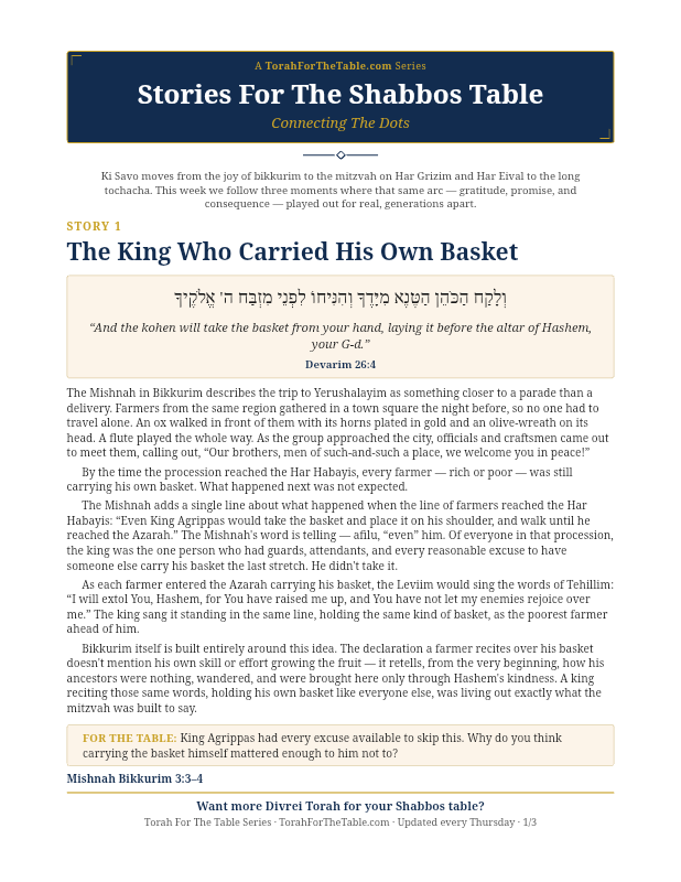 First page preview of Stories for the Shabbos Table