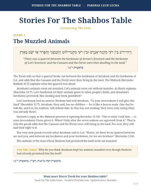 First page preview of Stories for the Shabbos Table