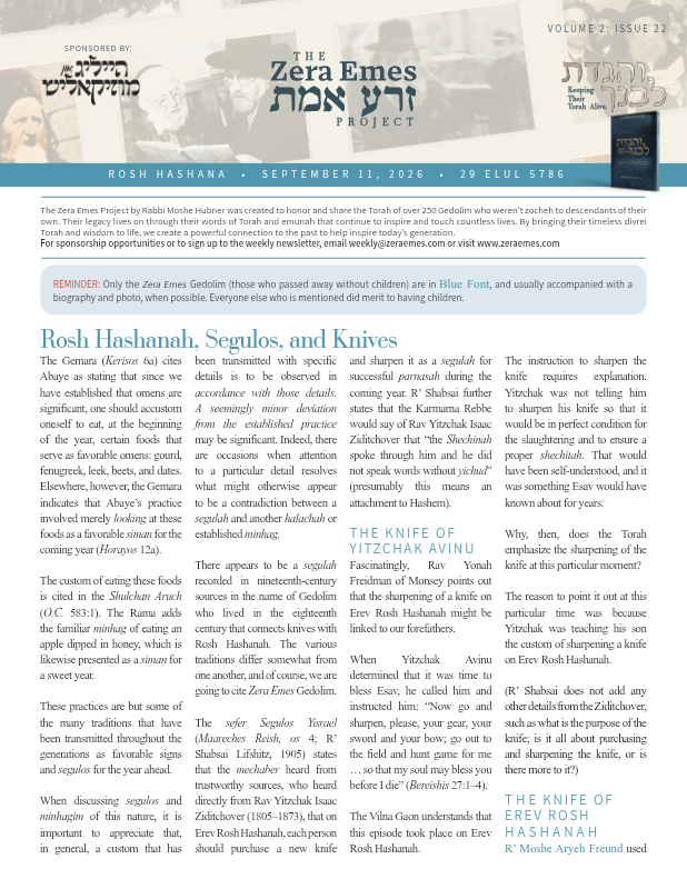 First page preview of Zera Emes