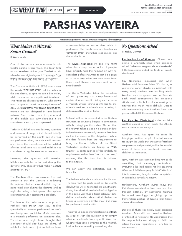 First page preview of The Weekly Dvar