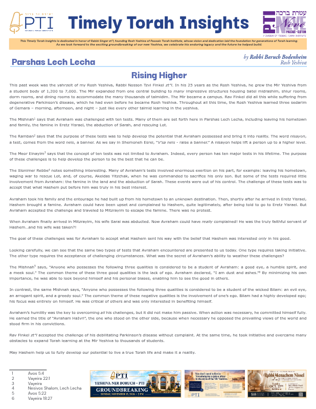 First page preview of Timely Torah Insights