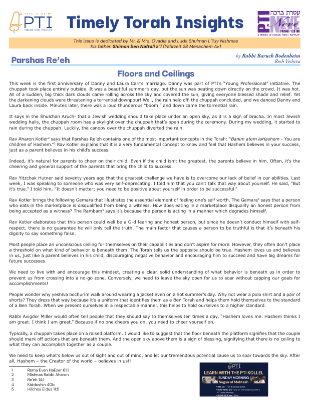First page preview of Timely Torah Insights