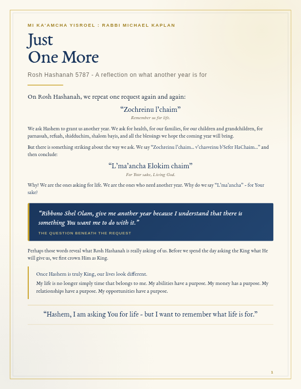 First page preview of Mi Ka'amcha Yisroel