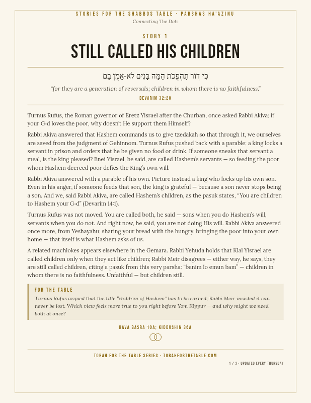 First page preview of Stories for the Shabbos Table