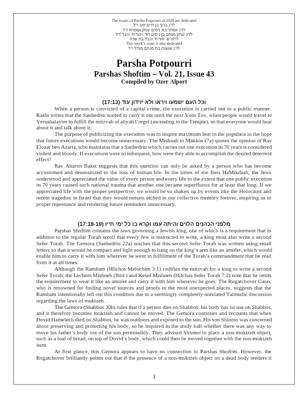 First page preview of Parsha Potpourri