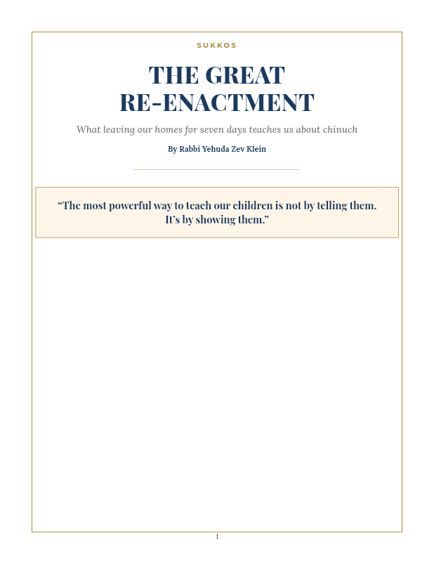 First page preview of The Great Re-Enactment Rabbi Yehuda Zev Klein