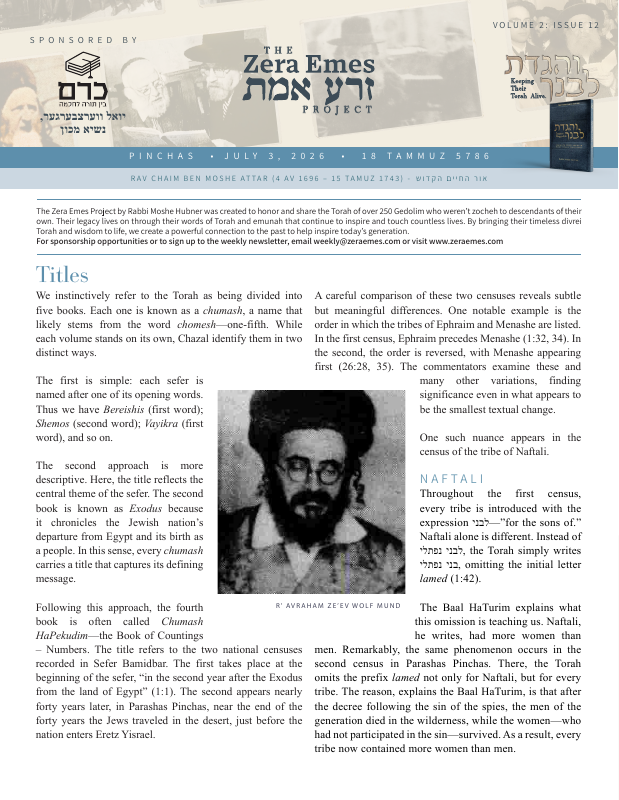 First page preview of Zera Emes