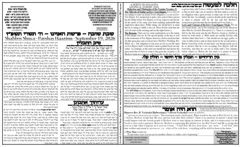 First page preview of Torah Tavlin