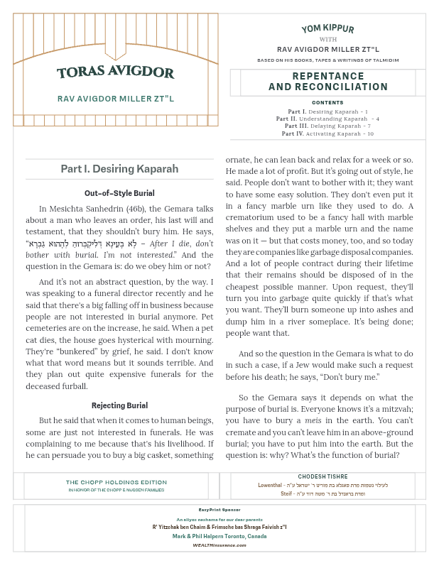 First page preview of Toras Avigdor