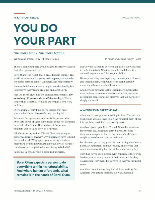 First page preview of Mi Ka'amcha Yisroel